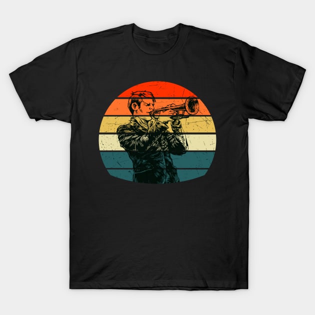 Trumpet Player Musician Blaskapelle Jazz Retro T-Shirt by Foxxy Merch